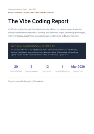 The Vibe Coding Report 1 Non IDE tools 2026 PDF