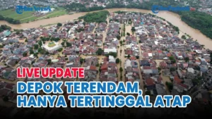 Nekat Terjang Banjir di Depok, Taksi Online Tenggelam Tinggal Atap - Fakta Lengkap