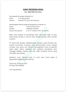 7 Contoh Surat Referensi Kerja, Format, dan Fungsinya yang Perlu Diketahui